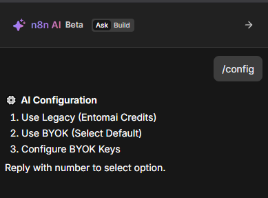 AskAI configuration menu